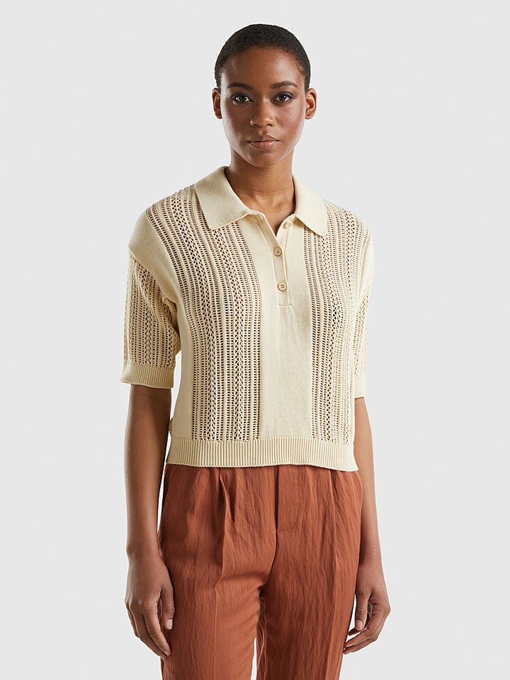 Benetton Sweter w kolorze beżowym