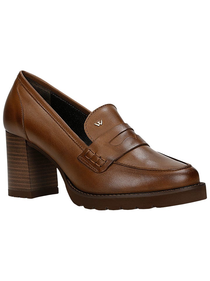 Wojas Skórzane czółenka w kolorze jasnobrązowym