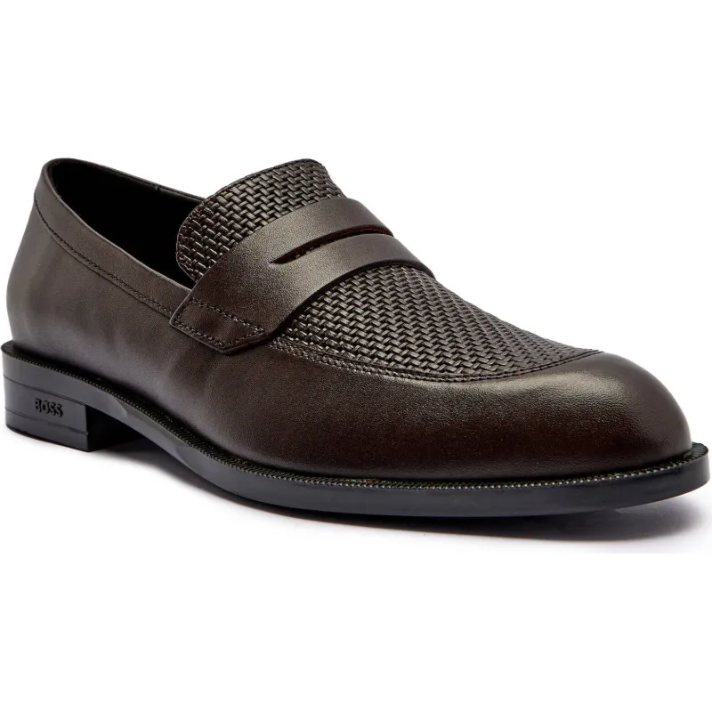 BOSS BLACK Skórzane loafersy Tayil