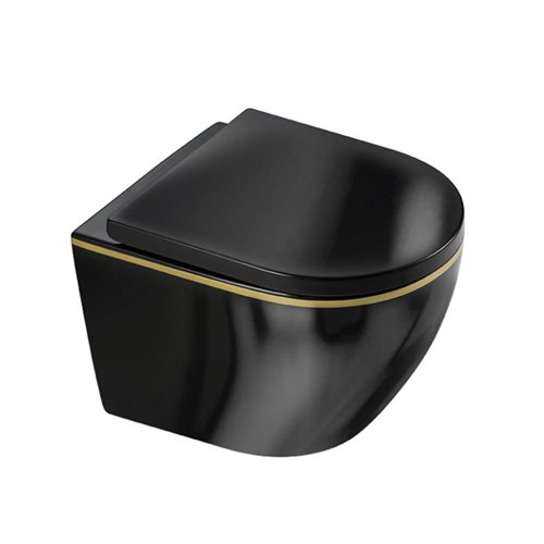 Hydrosan Czarna miska wc złoty rant wisząca Rimless 4.0 MIZU-BL-GL-RIM-02