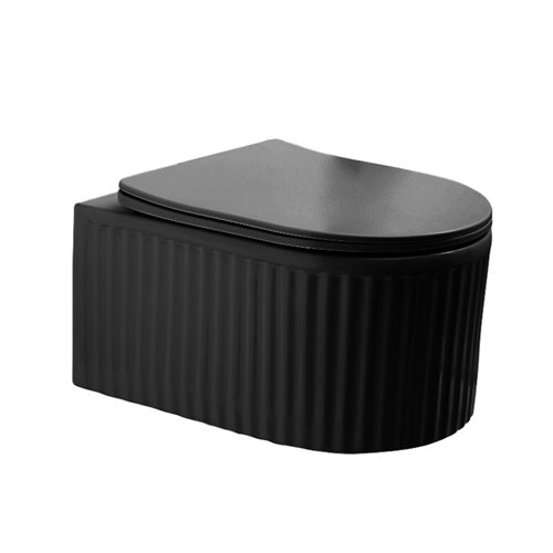 Hydrosan Czarna ryflowana miska wc wisząca Rimless 4.0 LUMA-BL-RIM-03