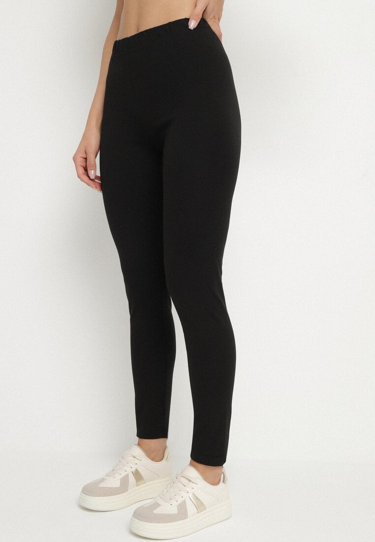 Czarne Klasyczne Legginsy z Bawełny Zivolea