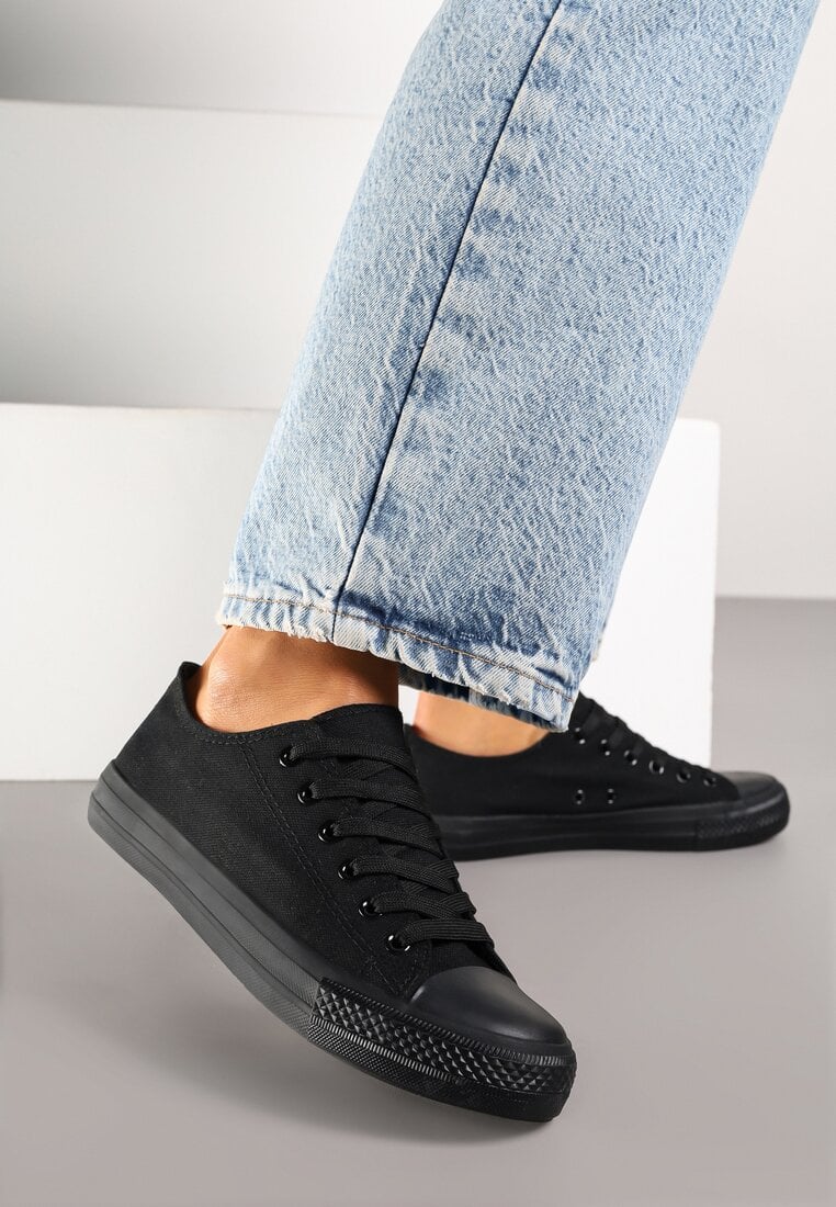 Czarne Lekkie Trampki Przed Kostkę Elletri