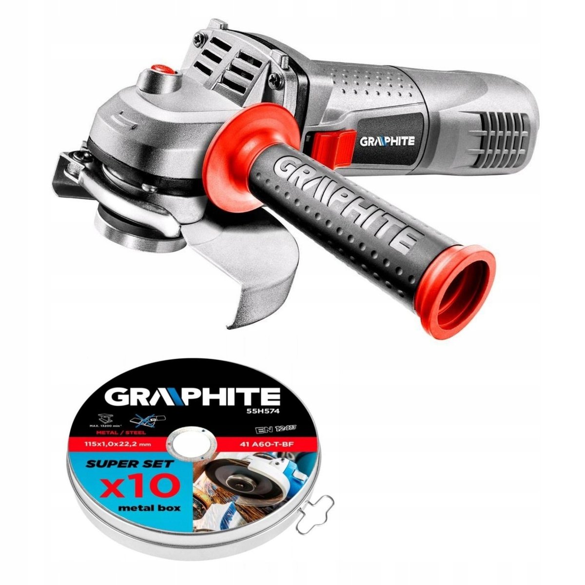 Graphite Szlifierka kątowa 750 W+ tarcza tnąca