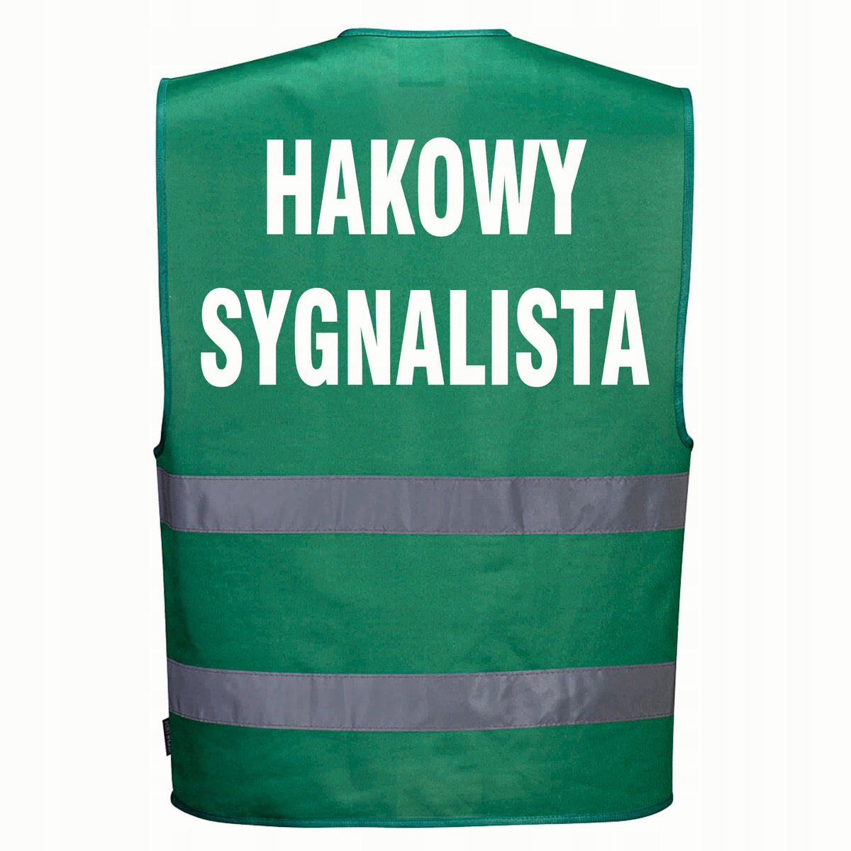 Kamizelka odblaskowa PORTWEST XXL/3XL zielona z nadrukiem HAKOWY SYGNALISTA