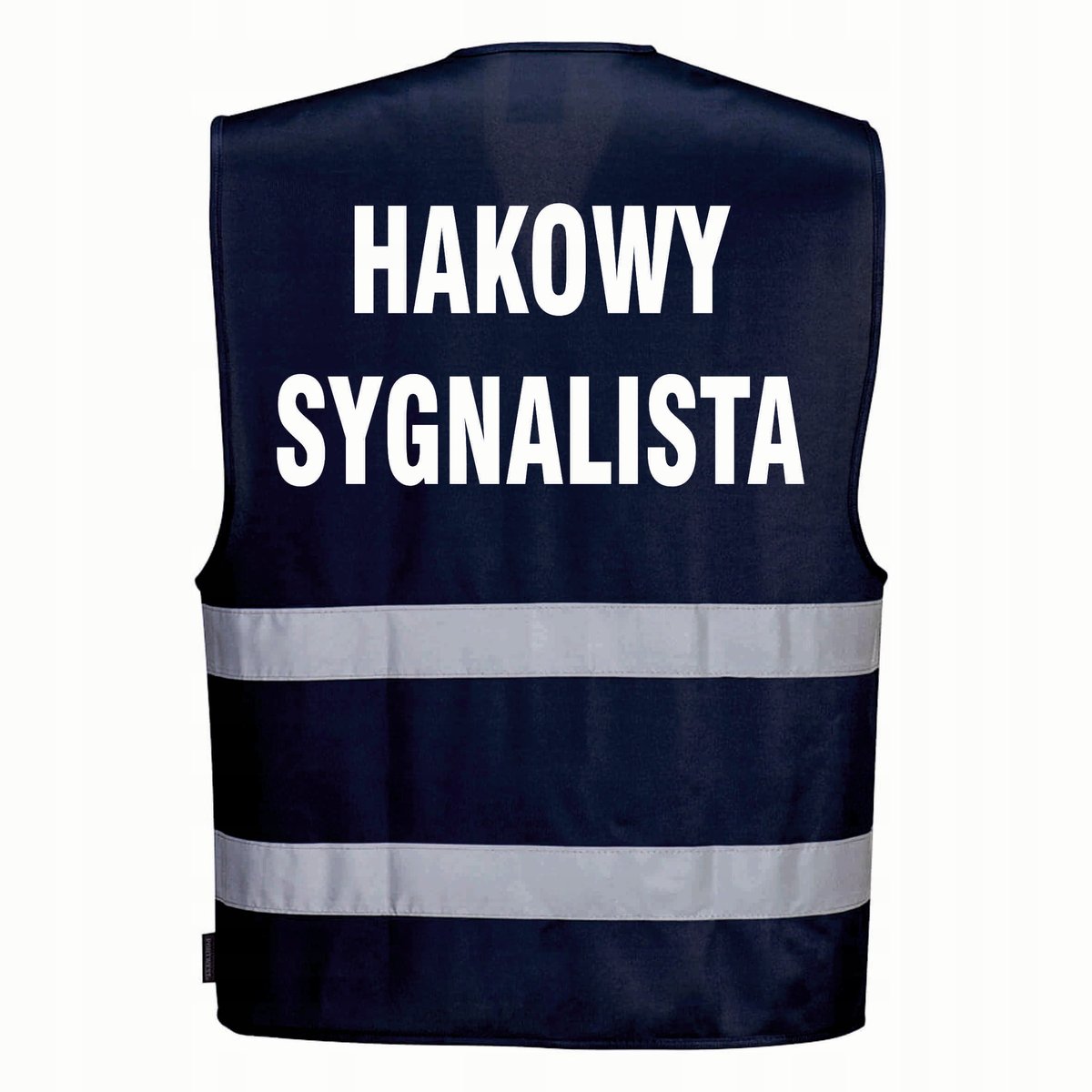 Kamizelka odblaskowa XXL/XXXL-granatowa z nadrukiem HAKOWY SYGNALISTA