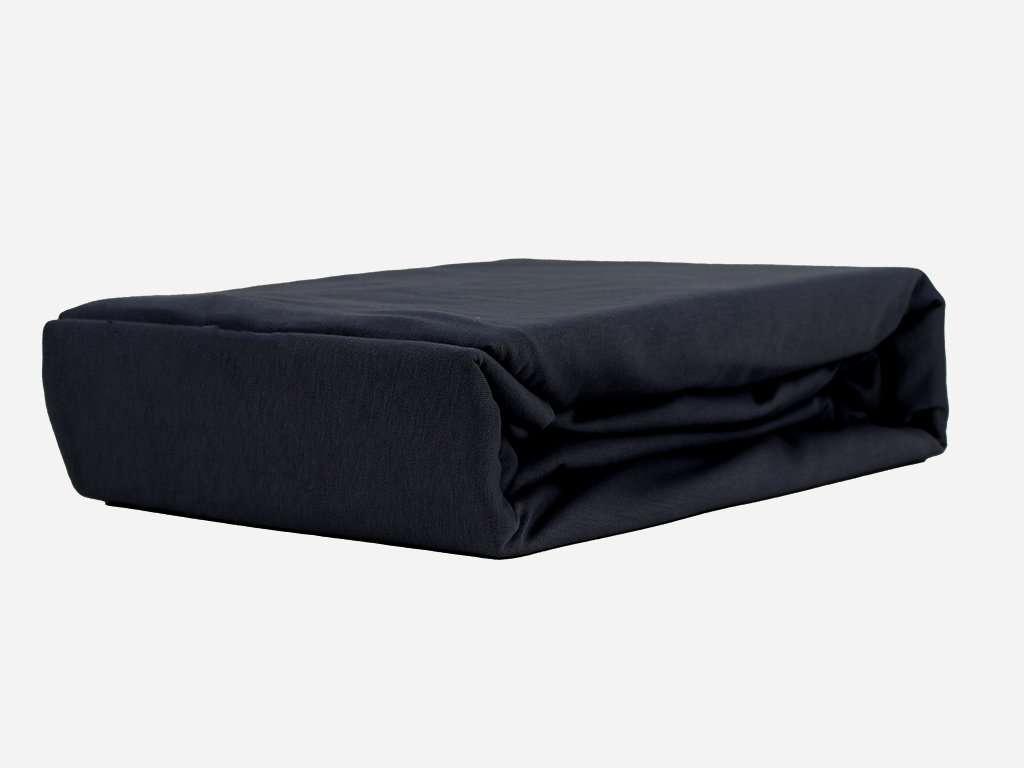 PRZEŚCIERADŁO Z GUMKĄ JERSEY VIP BOK 30CM BAWEŁNIANE CZARNE 80x160