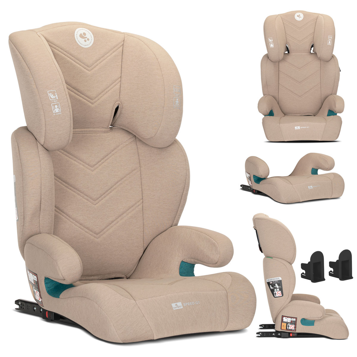 FOTELIK SAMOCHODOWY ISOFIX I-SIZE 100-150CM BLACK LORELLI SPEED GT + PODDUPNIK BEŻOWY