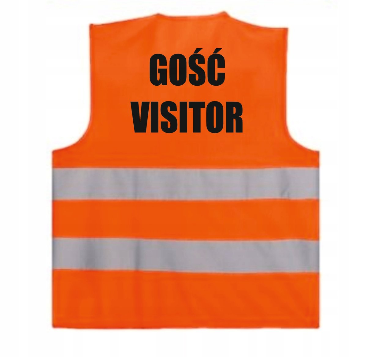 kamizelka odblaskowa pomarańczowa z nadrukiem GOŚĆ VISITOR roz.M