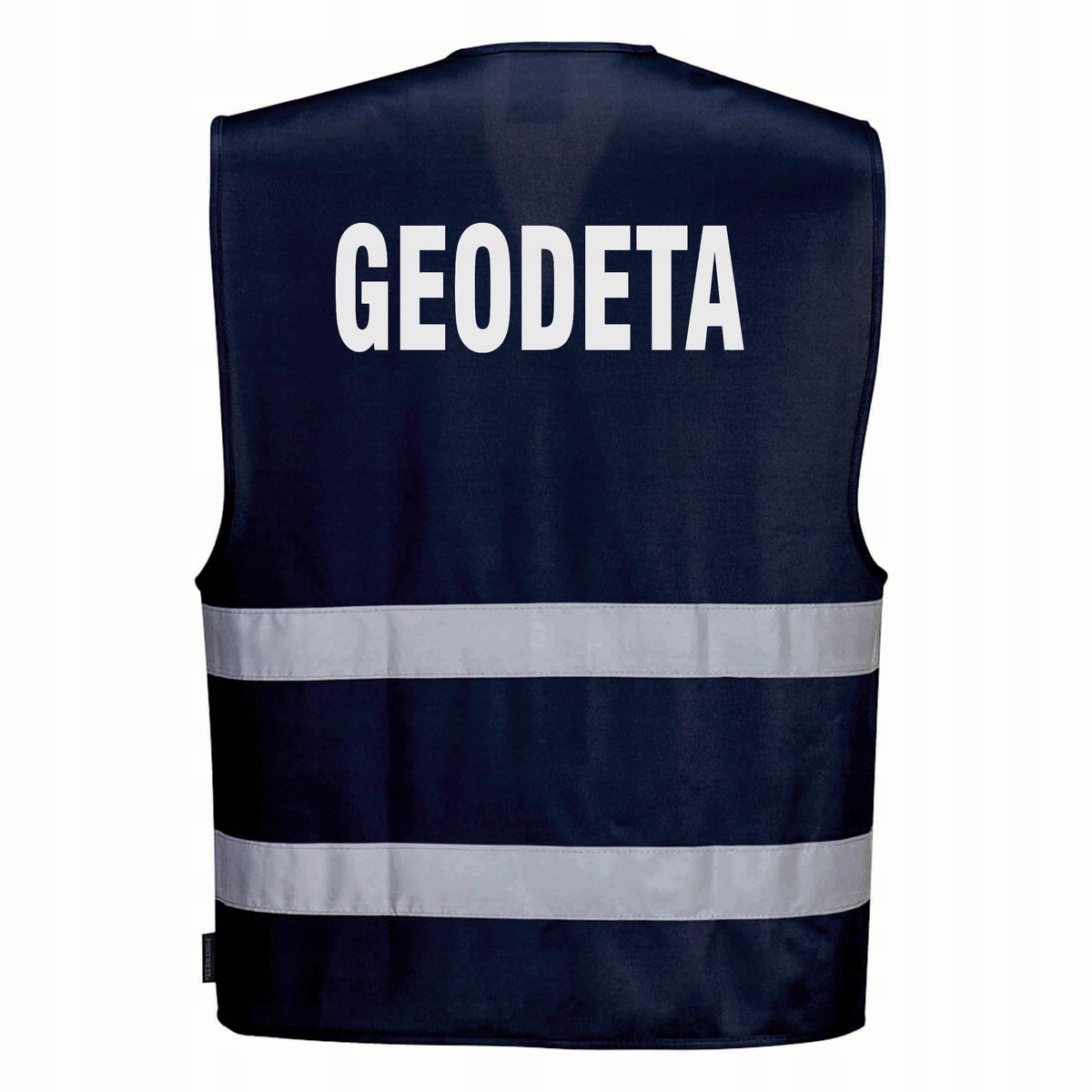 Kamizelka odblaskowa F474 PORTWEST S/M- granatowa z nadrukiem GEODETA