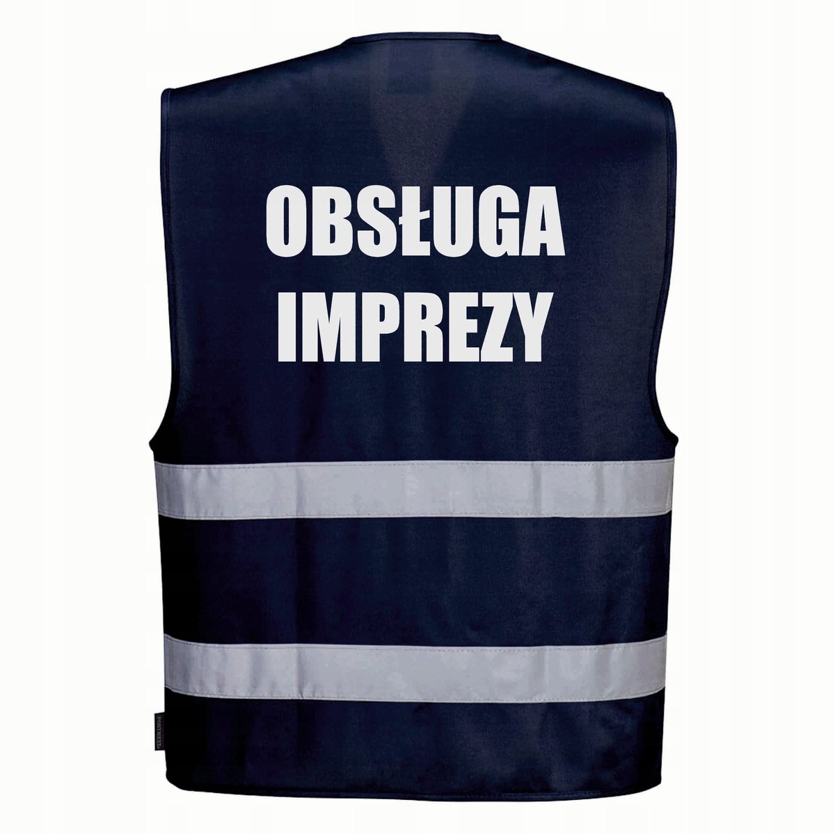 Kamizelka odblaskowa PORTWEST S/M- granatowa z nadrukiem OBSŁUGA IMPREZY
