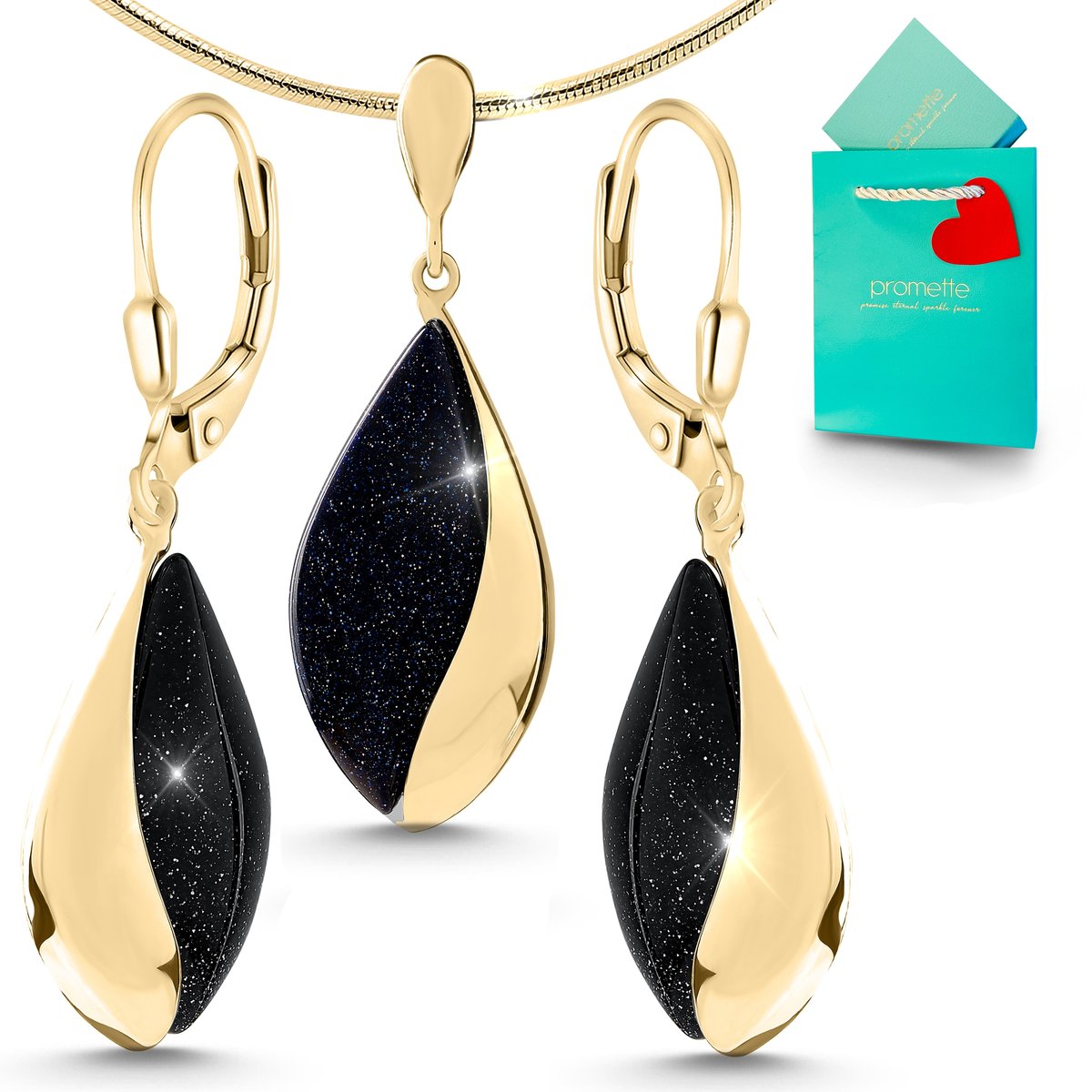 Komplet biżuterii srebrnej noc kairu srebro pozłacane kolczyki wisiorek 925