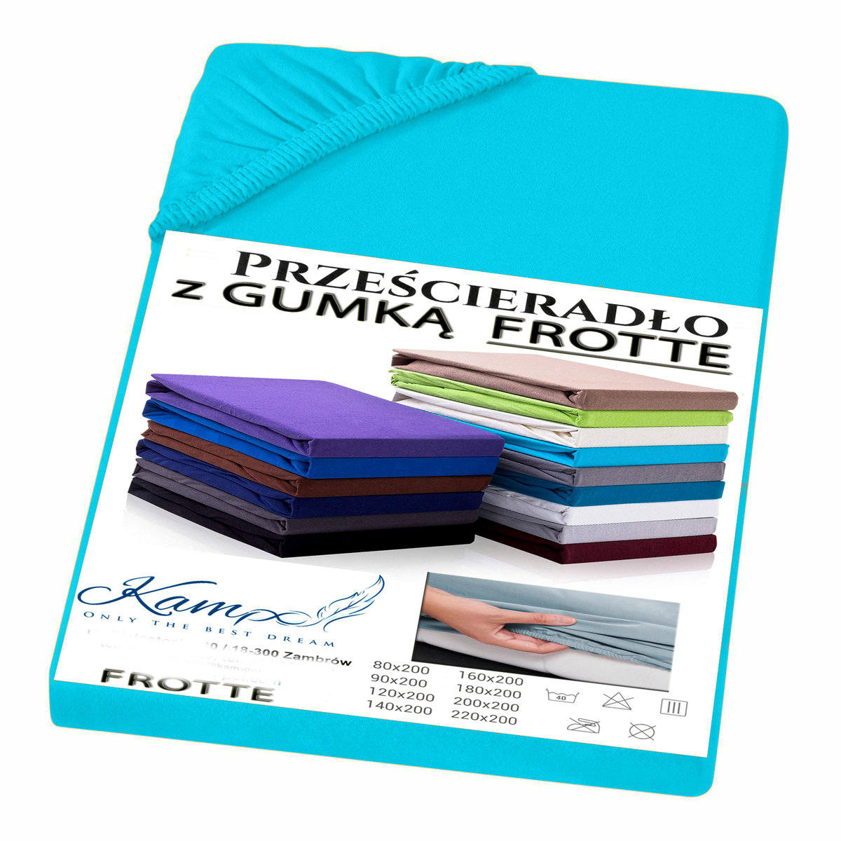 PRZEŚCIERADŁO Z GUMKĄ FROTTA TURKUS 70x220