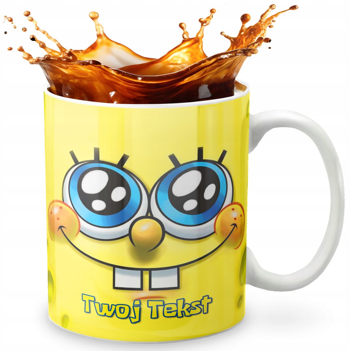 KUBEK 330ml GRAFIKA PREZENT ŚWIĘTA WZÓR - BAJKA SPONGEBOB + IMIĘ