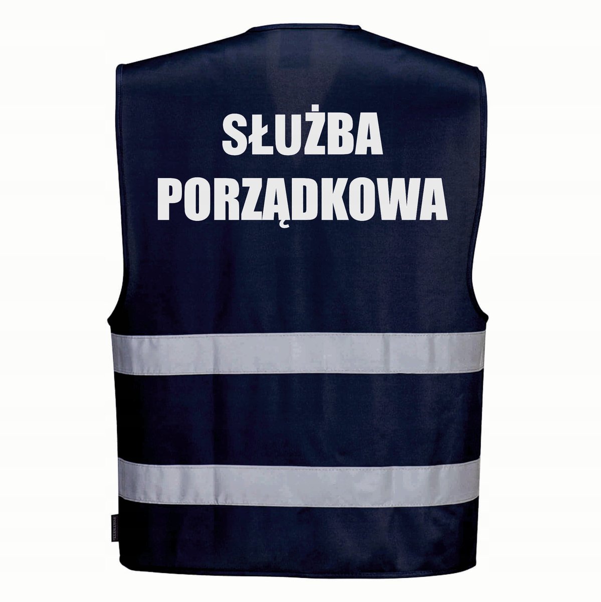 Kamizelka odblaskowa PORTWEST S/M- granatowa z nadrukiem SŁUŻBA PORZĄDKOWA