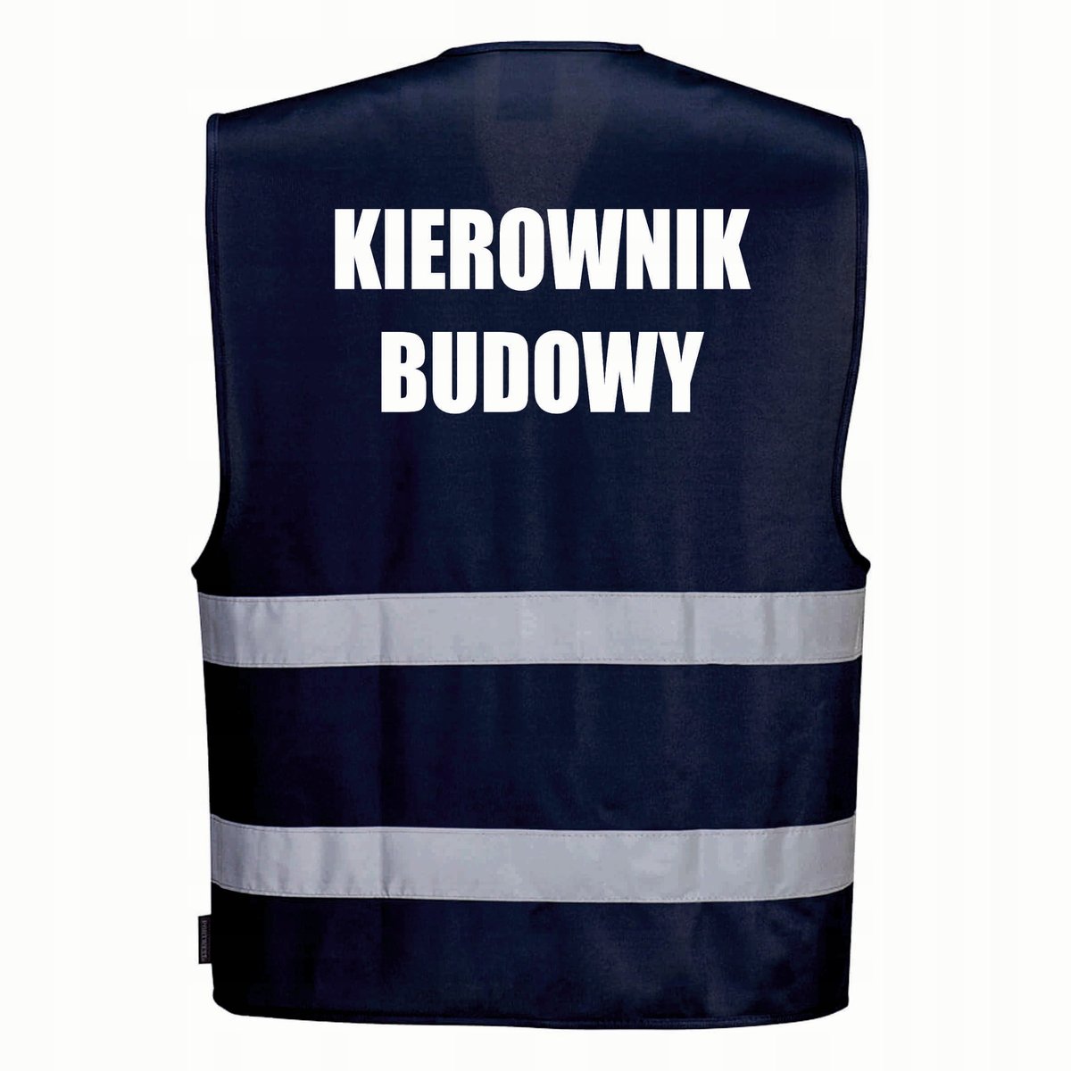 Kamizelka odblaskowa XXL/3XL granatowa z nadrukiem KIEROWNIK BUDOWY