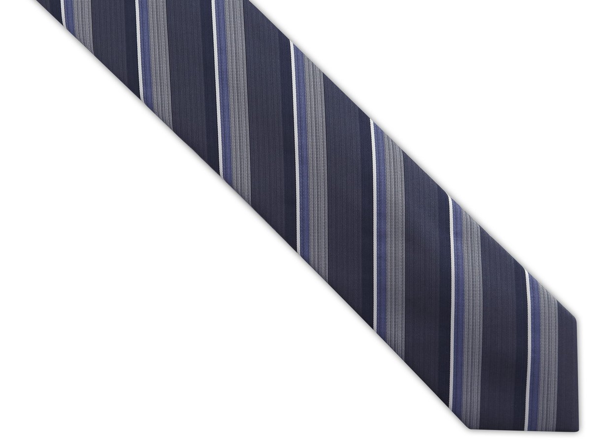 Szaro-niebieski krawat męski w paski D367