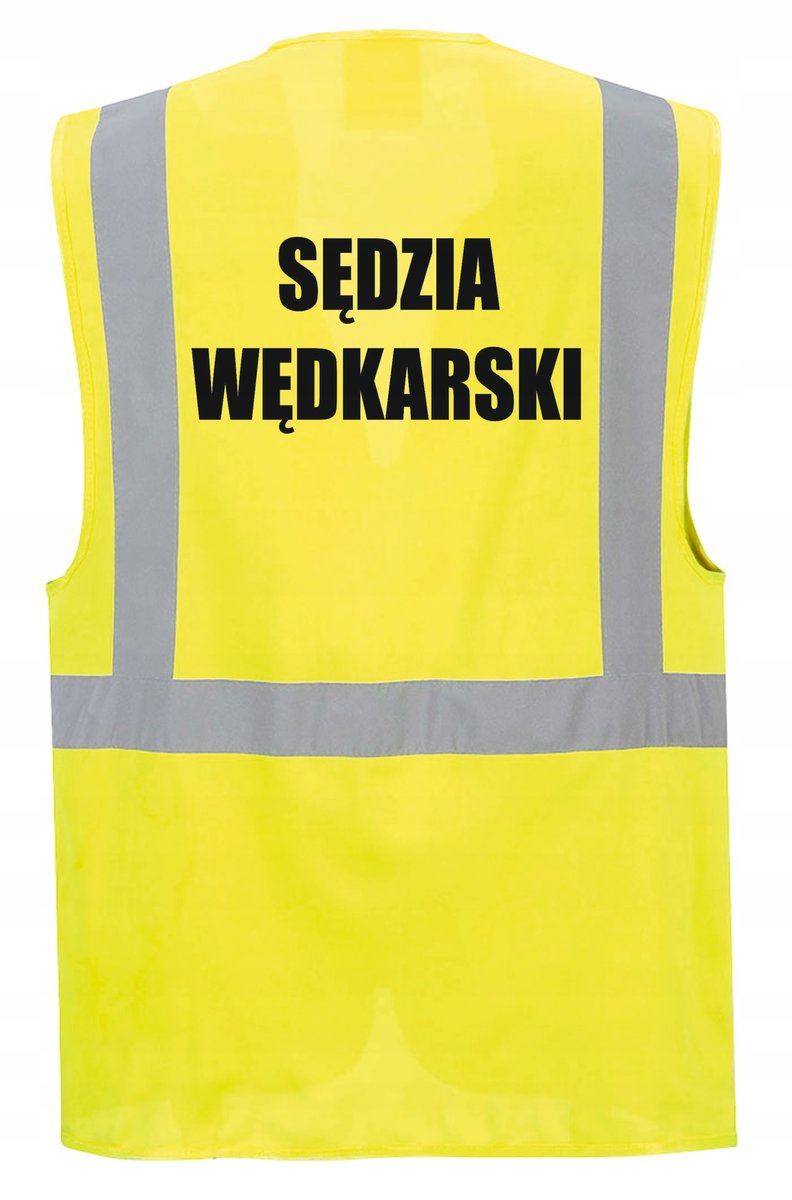 Kamizelka odblaskowa z zamkiem rozmiar XL nadruk SĘDZIA WĘDKARSKI