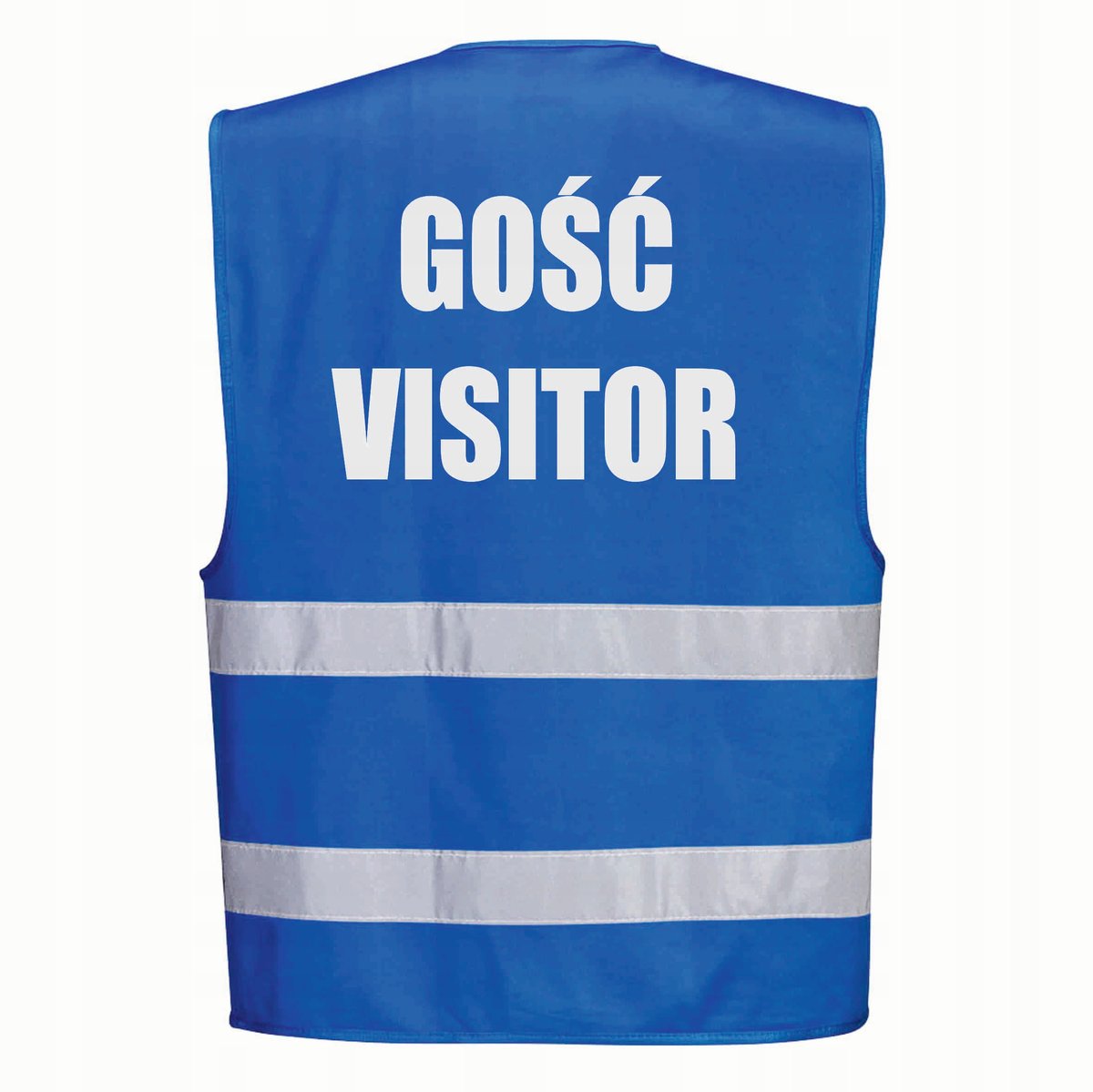 Kamizelka odblaskowa PORTWEST Niebieska rozmiar S/M nadruk GOŚĆ VISITOR