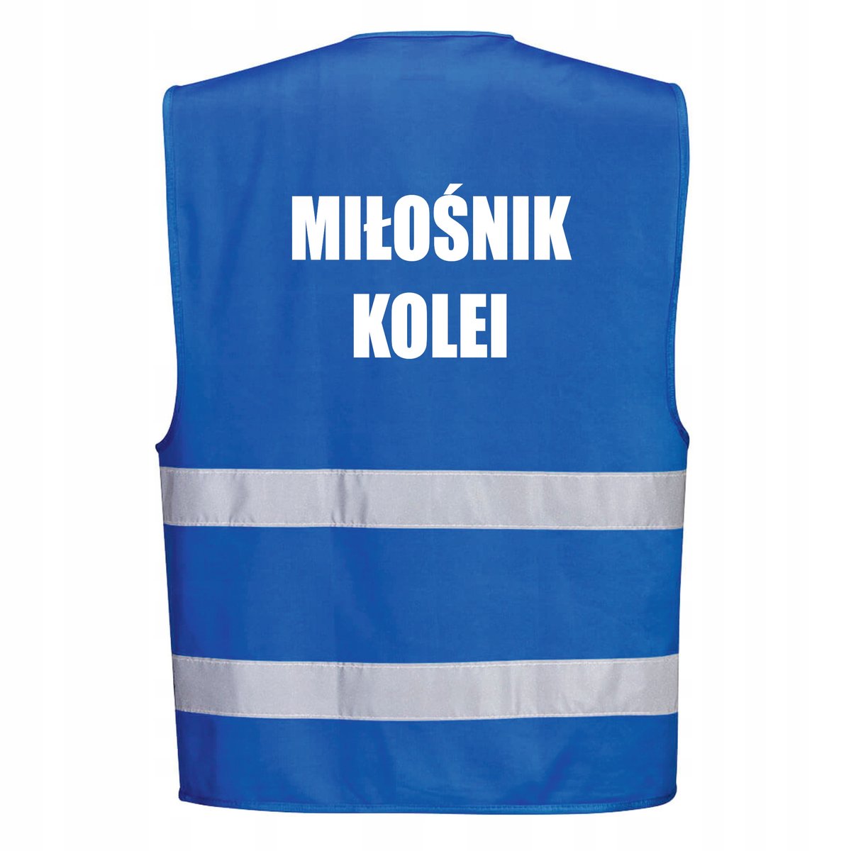 Kamizelka odblaskowa PORTWEST Niebieska rozmiar S/M nadruk Miłośnik kolei