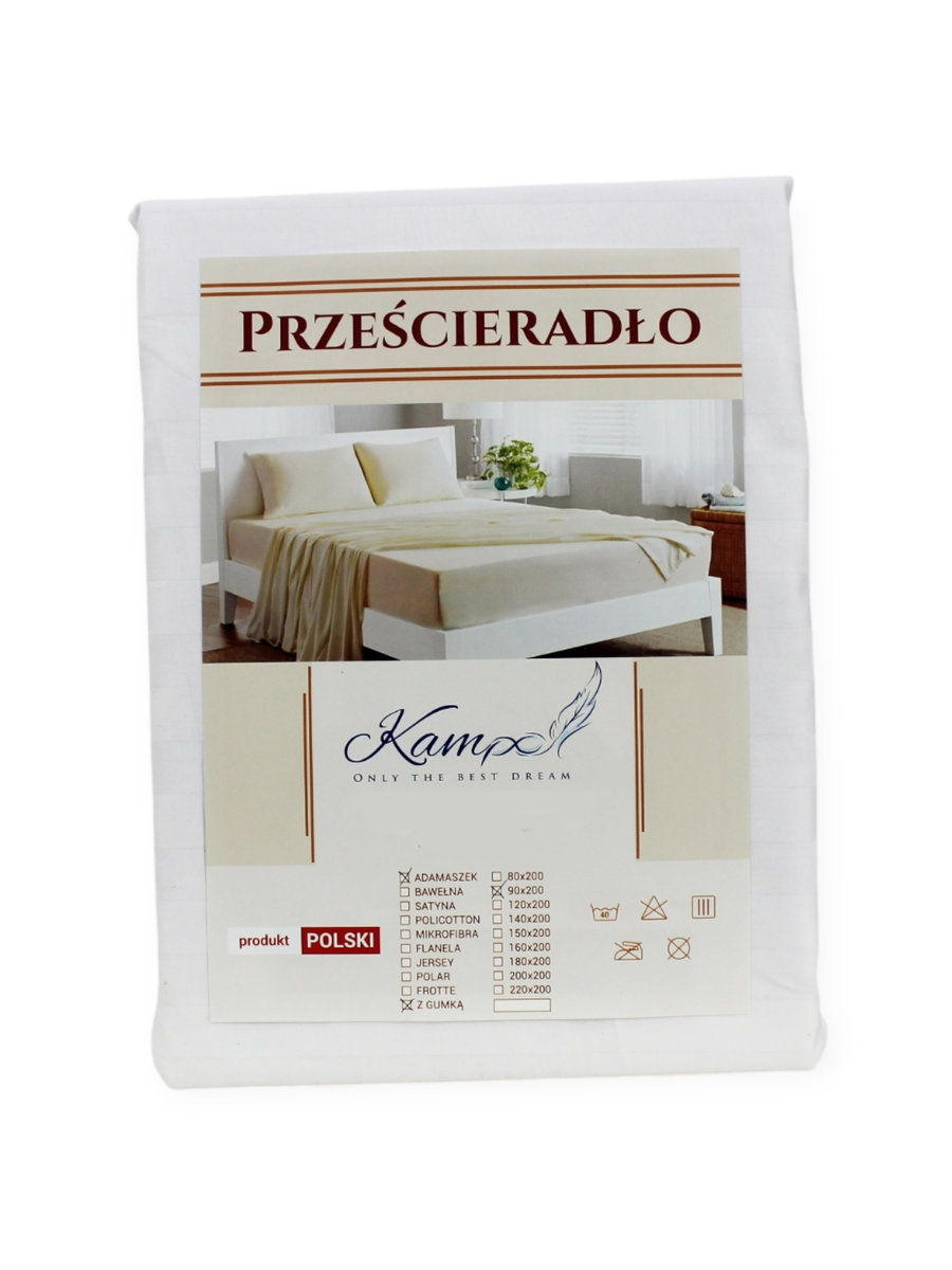 PRZEŚCIERADŁO Z GUMKĄ HOTELOWE ADAMASZEK PASEK 2 CM 180x220
