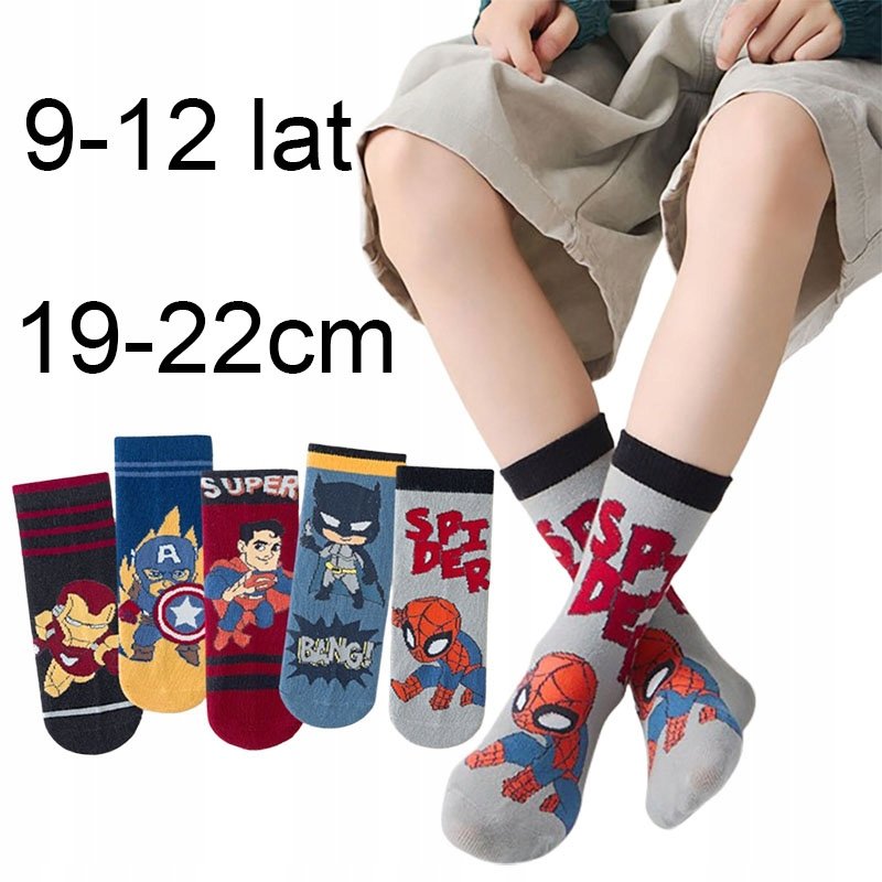 SKARPETY dziecięce BAWEŁNIANE skarpetki 19-22cm chłopięce 9-12lat SPIDERMAN