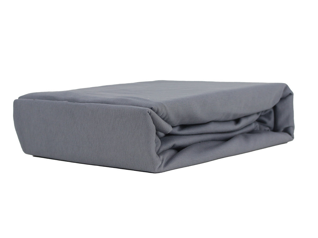 PRZEŚCIERADŁO Z GUMKĄ JERSEY VIP BOK 30CM BAWEŁNA CIEMNY SZARY 160x200