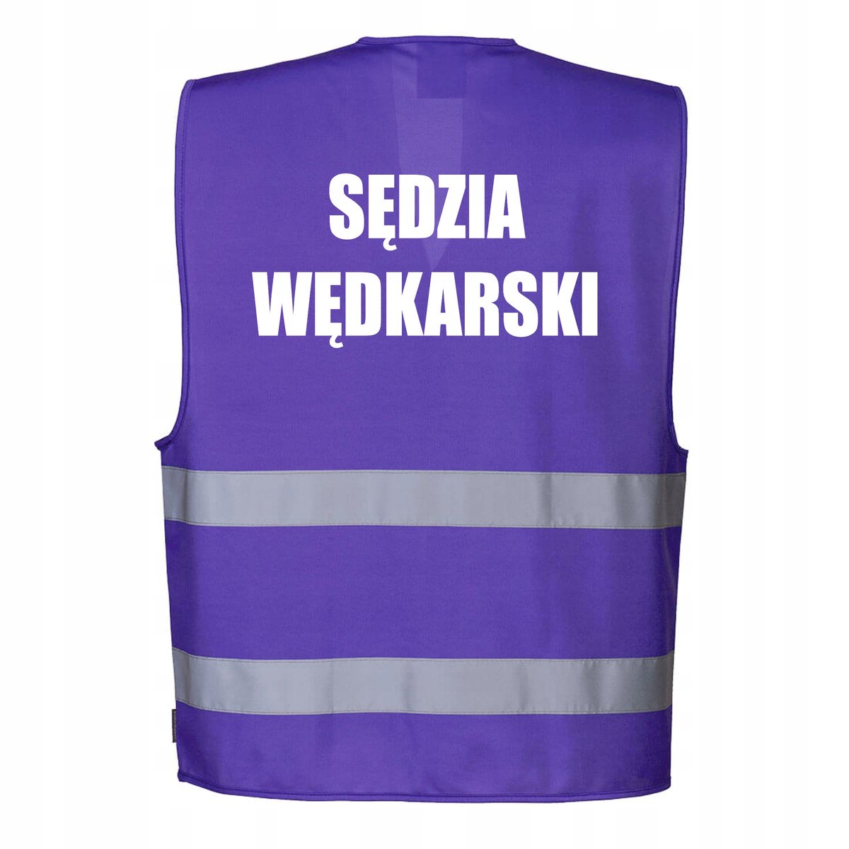 Kamizelka odblaskowa fioletowa XXL/XXXL z nadrukiem Sędzia wędkarski