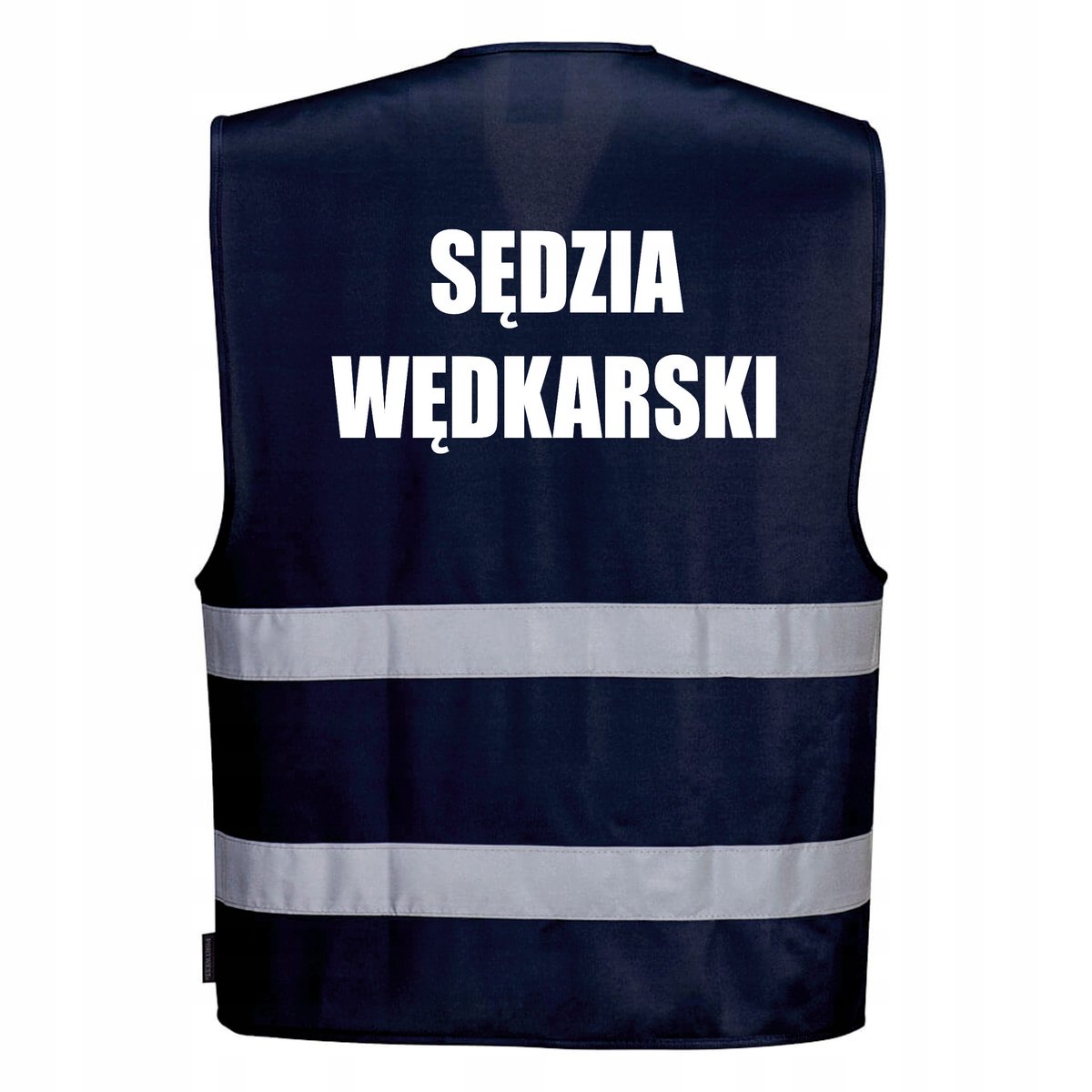 Kamizelka odblaskowa PORTWEST S/M- granatowa z nadrukiem SĘDZIA WĘDKARSKI