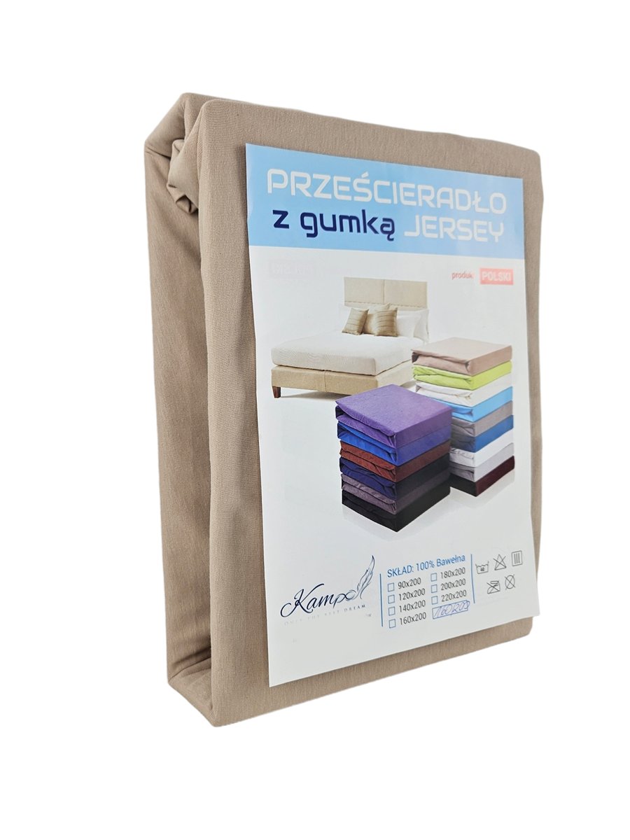 PRZEŚCIERADŁO Z GUMKĄ JERSEY BAWEŁNA PREMIUM CAPPUCINO 180x220