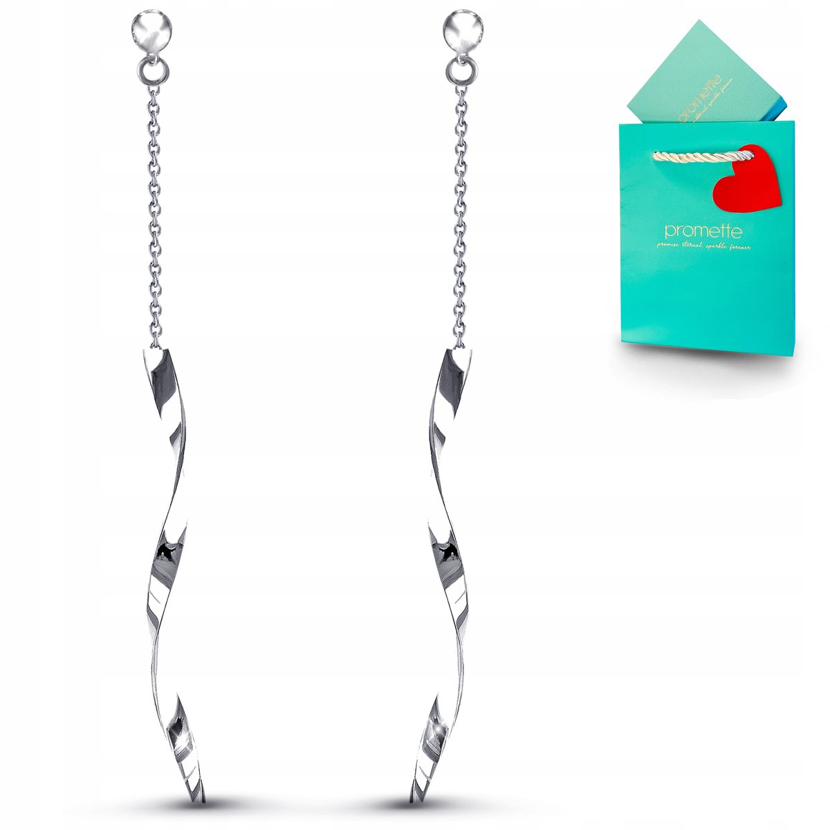 Kolczyki wiszące łańcuszki srebrne sztyfty wkręty srebro 925