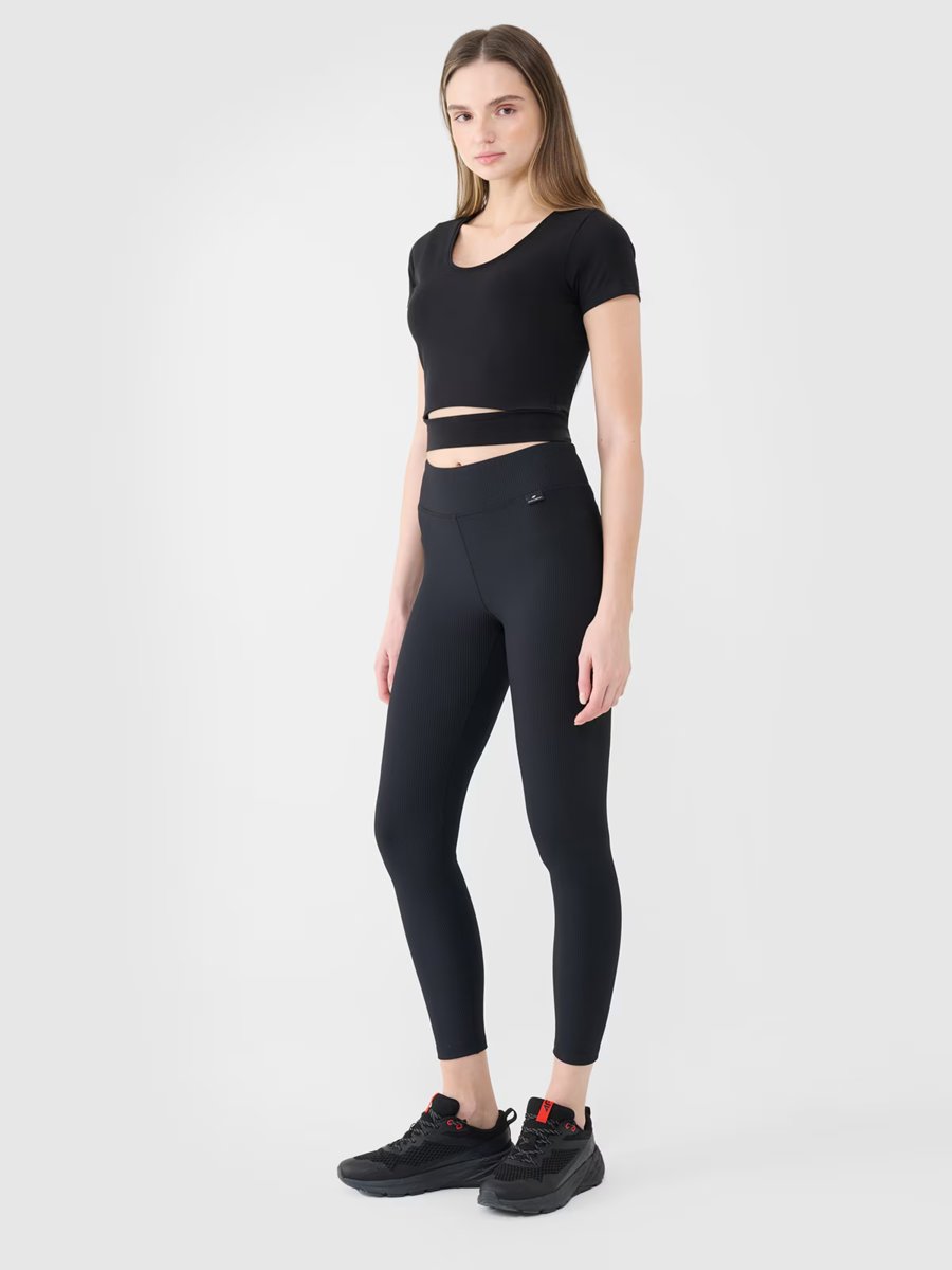 4F Legginsy dzianinowe damskie 4FWSS25TTIGF204-20S Czarny Roz. XS