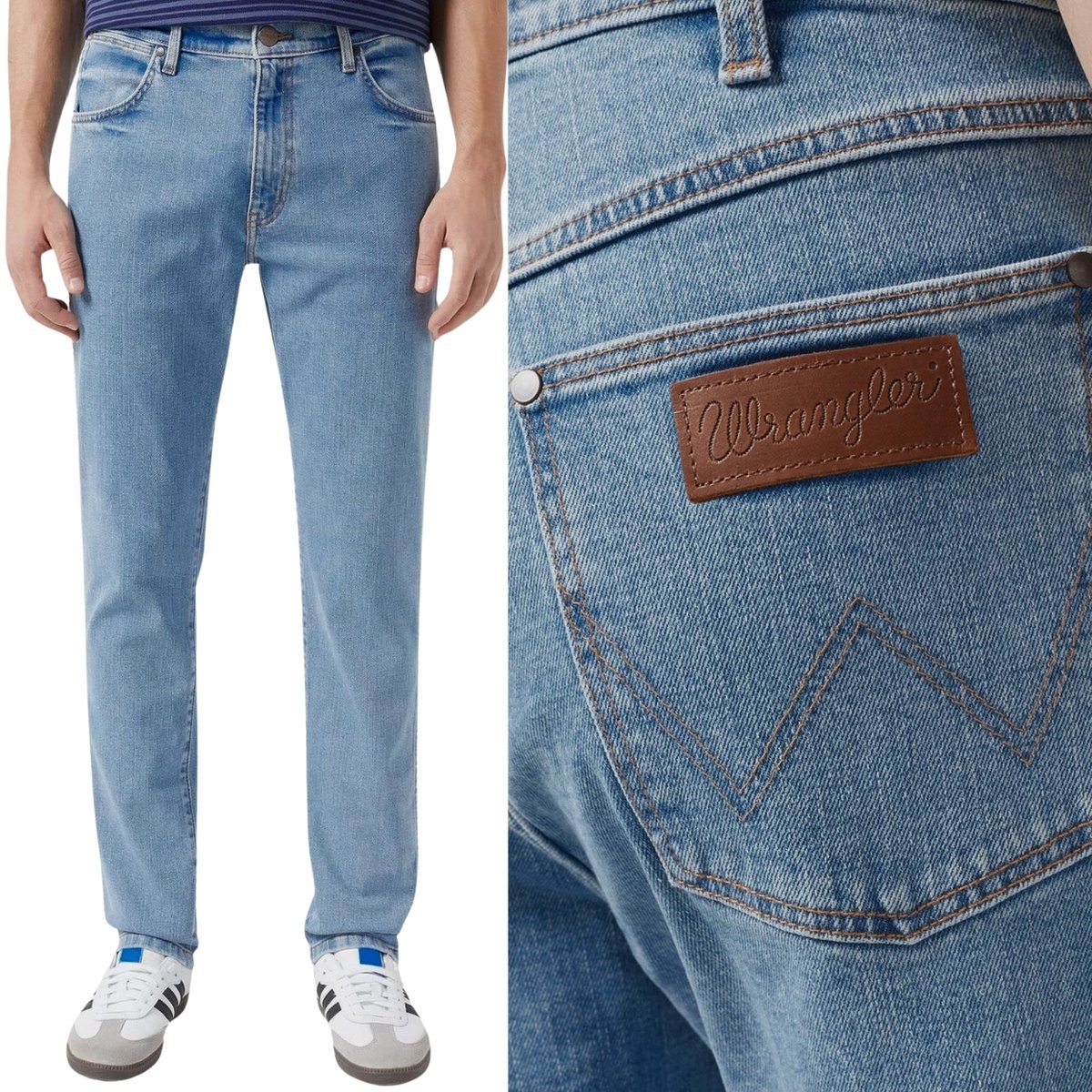 Wrangler LARSTON SLIM Stride DOPASOWANE SPODNIE JEANSOWE BLUE DżINS W34 L32
