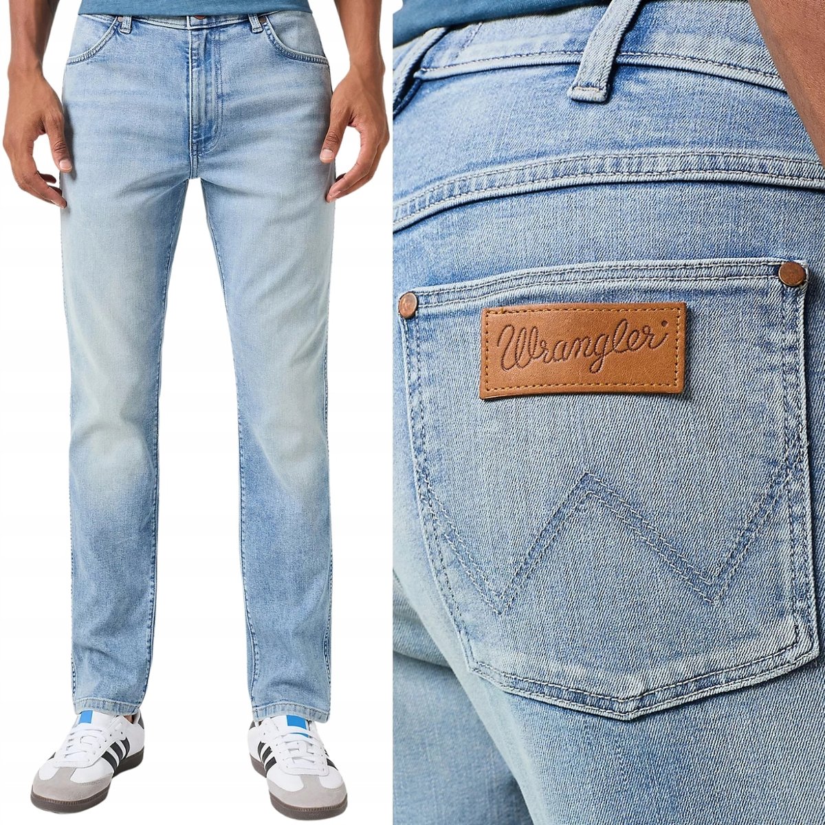 Wrangler LARSTON SLIM Palamino EPIC SOFT spodnie jeansowe na lato W38 L34