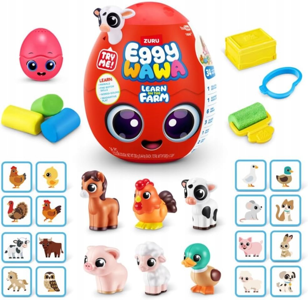 Elektroniczne Muzyczne Jajo ze zwierzątkami Nauka ang Eggy Wawa Farma Zuru
