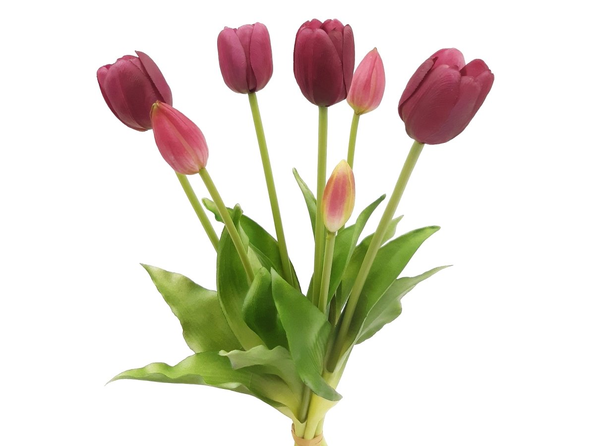 Tulipany silikonowe jak żywe fioletowe bukiet 7 sztuk gumowe 40 cm