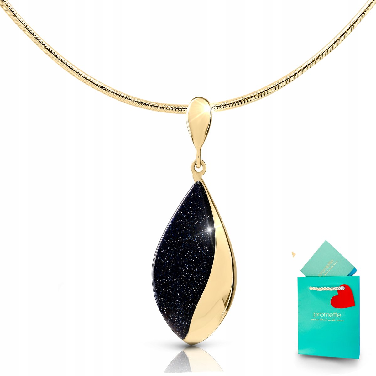 Złoty naszyjnik damski noc kairu wisiorek srebro pozłacane 925 na prezent