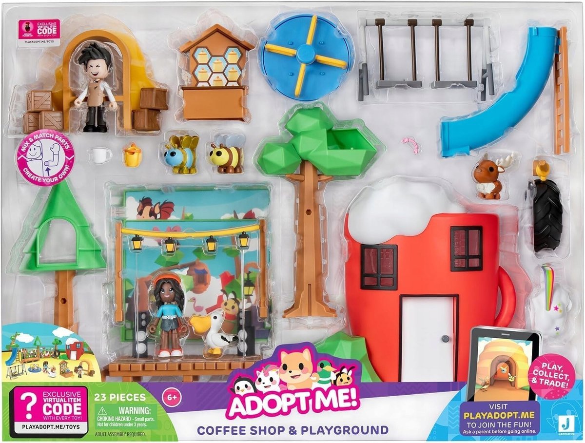 ADOPT ME! KAWIARNIA i PLAC ZABAW Roblox Me Coffee Shop Zestaw z Figurkami