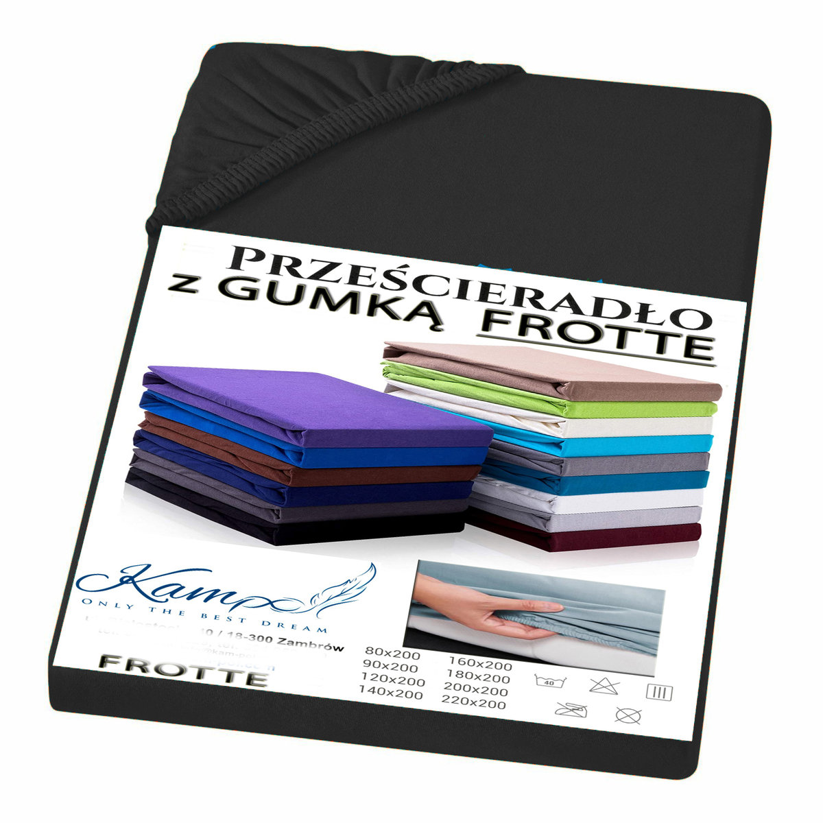 PRZEŚCIERADŁO Z GUMKĄ FROTTA CZARNY 90x220