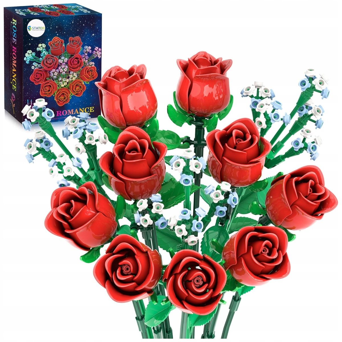 KLOCKI Konstrukcyjne Klocki Kwiaty Bukiet Róż Czerwone Róże Zestaw 649 el.