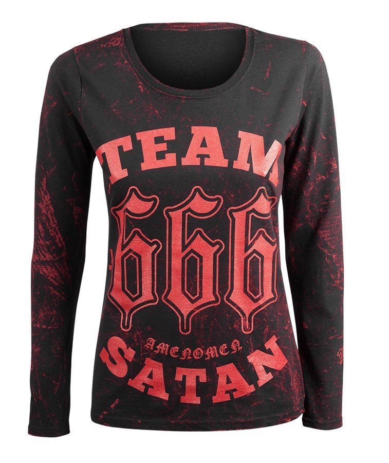 bluzka damska AMENOMEN - TEAM SATAN (OMEN082DADR ALLPRINT RED) długi rękaw-XXL