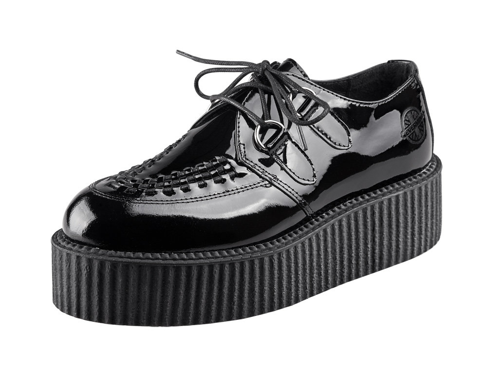 buty creepers NEVERMIND - CZARNE lakierowane-40