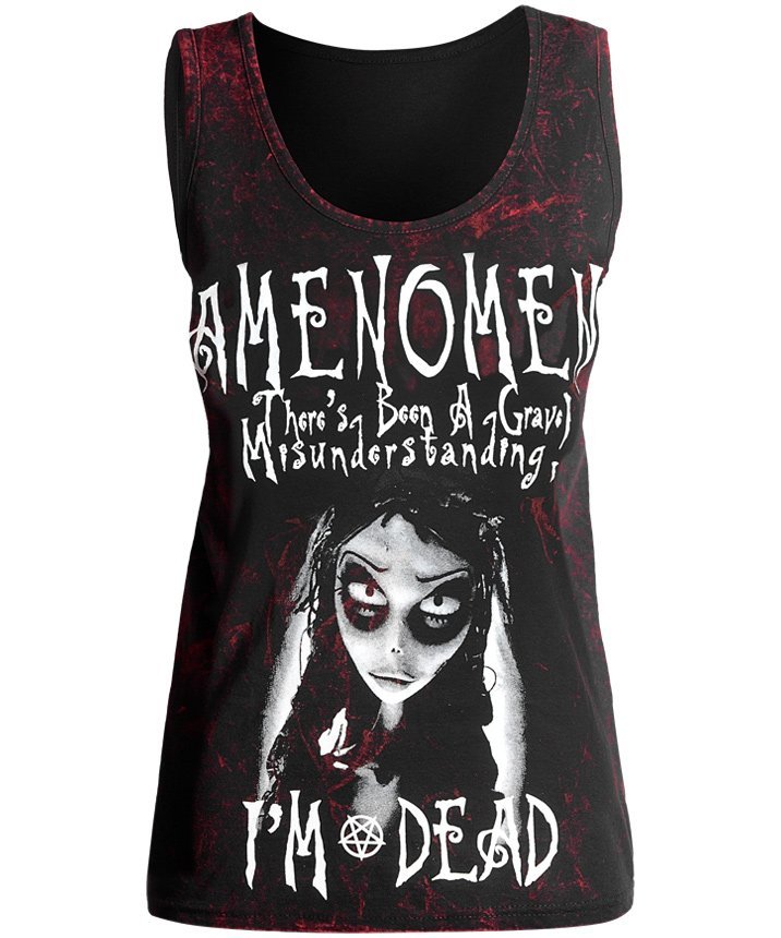 bluzka damska AMENOMEN - NIGHTMARE na ramiączkach (OMEN076DAR ALLPRINT RED)-XL