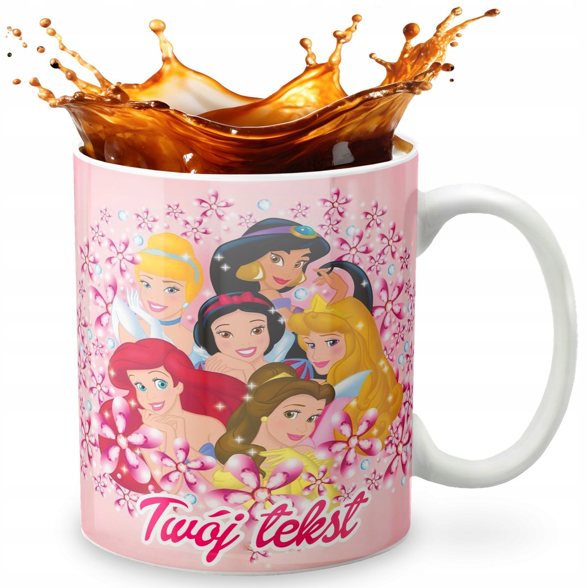 KUBEK 330ml GRAFIKA PREZENT ŚWIĘTA WZÓR - BAJKA KSIĘŻNICZKI + IMIĘ