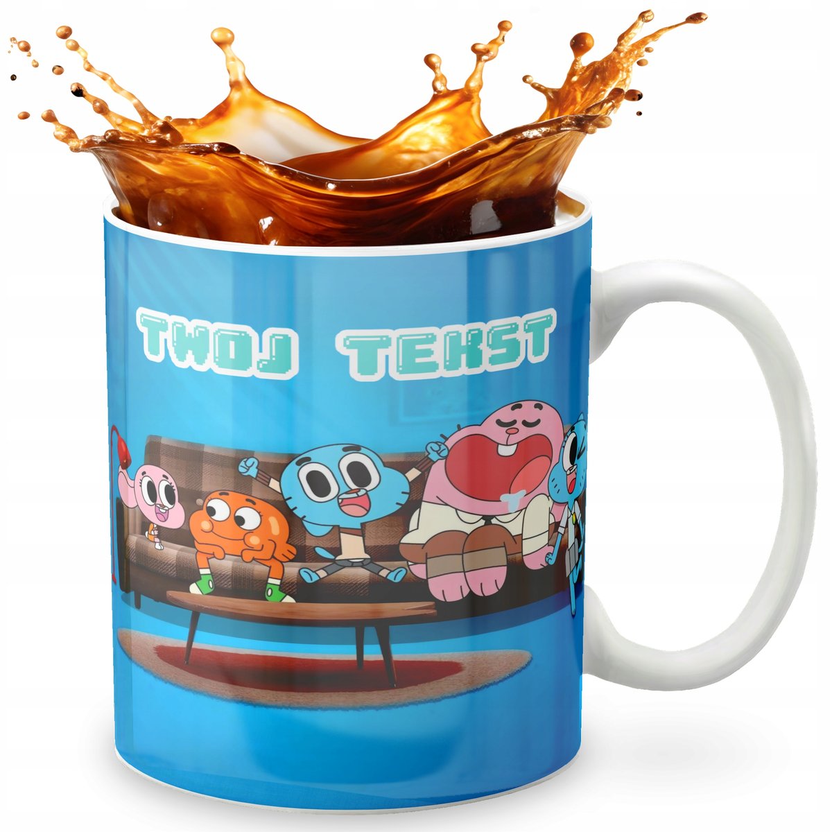 KUBEK 330ml GRAFIKA PREZENT ŚWIĘTA WZÓR - BAJKA GUMBALL + IMIĘ