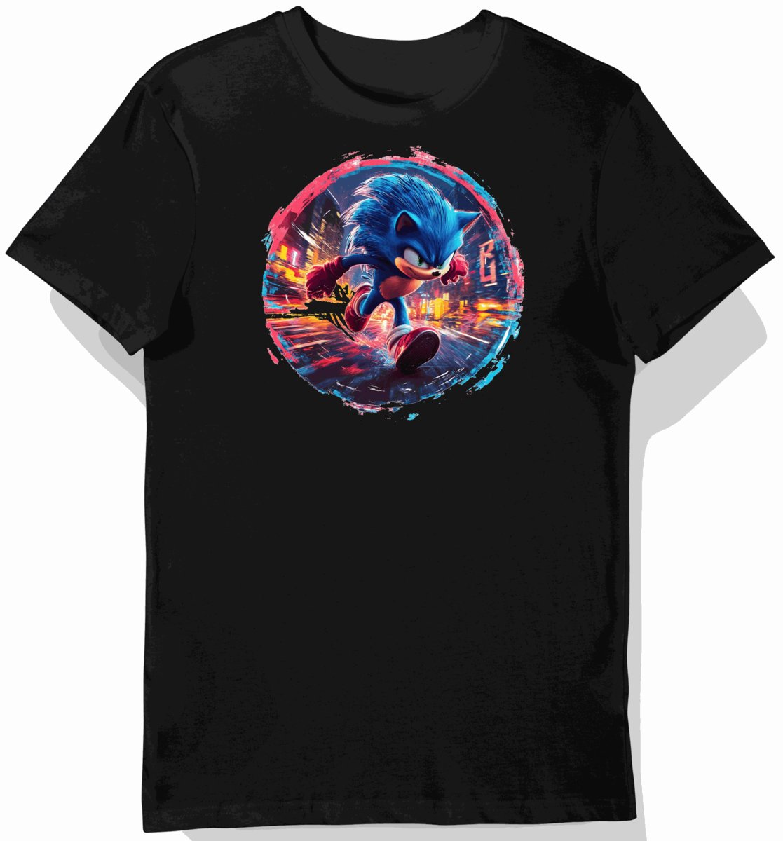 Koszulka męska czarna z motywem Sonic the Hedgehog XL