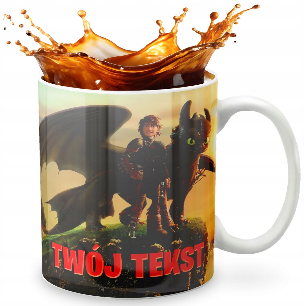 KUBEK 330ml GRAFIKA PREZENT ŚWIĘTA WZÓR - BAJKA WYTRESOWAĆ SMOKA + IMIĘ