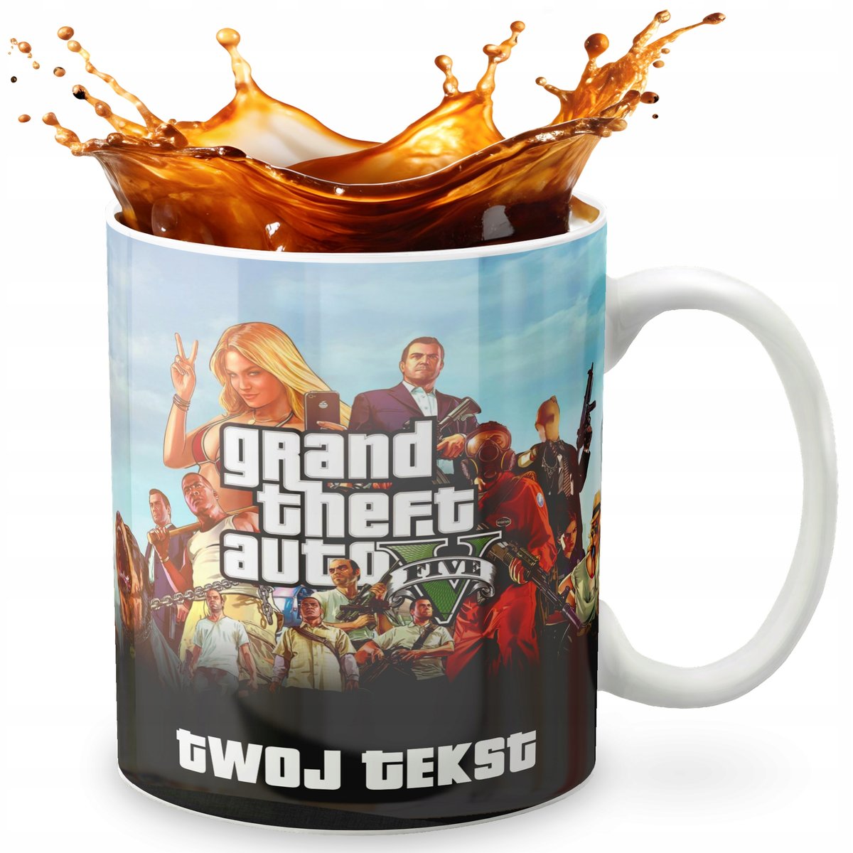 KUBEK 330ml GRAFIKA PREZENT ŚWIĘTA WZÓR - GRA GRAND THEFT + IMIĘ