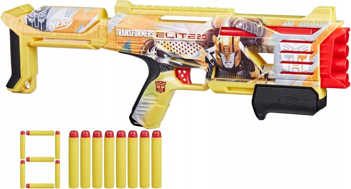 NERF TRANSFORMERS BUMBLEBEE Elite 2 Karabin Pistolet Wyrzutnia na Strzałki