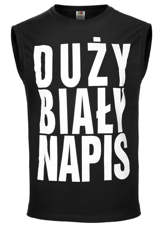 bezrękawnik DUŻY BIAŁY NAPIS-XL